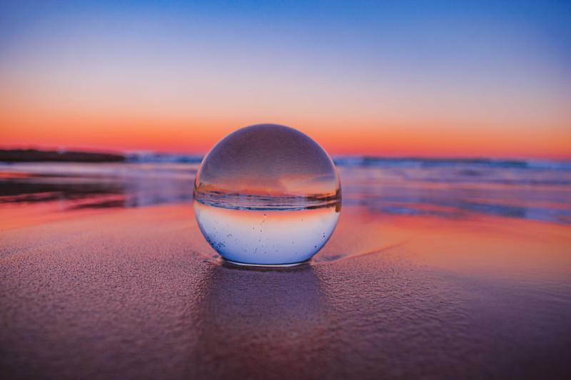 crystal ball on beach